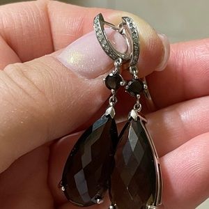 Ross-Simons chocolate quartz, diamond 925 earrings and ring set